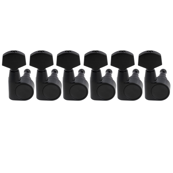 Musiclily Pro R18T-26 6-in-line 18:1 Ratio 2-Pin Full Sealed Machine Heads Tuners Tuning Pegs Keys with Hex Button for Squier Strat Tele Style Electric Guitar