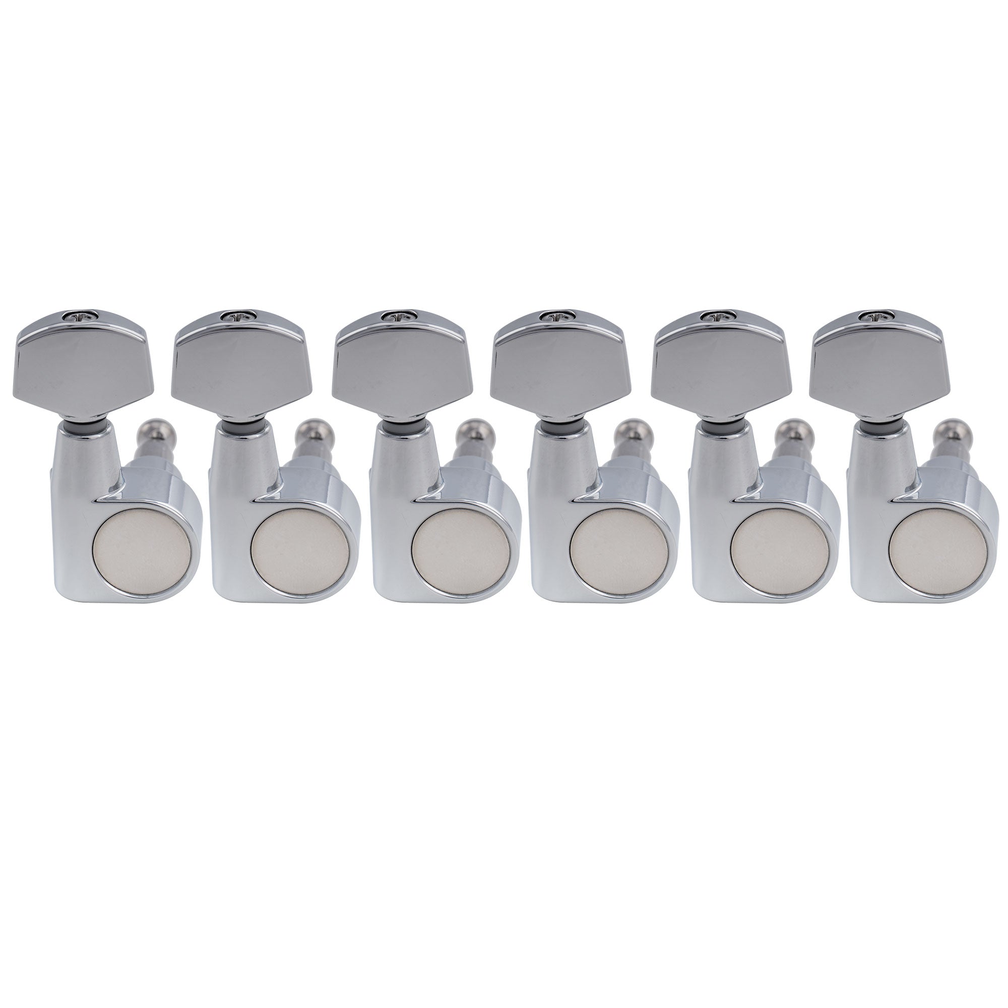 Musiclily Pro R18T-26 Cabezales de máquina totalmente sellados de 2 pines de 6 en línea con relación 18:1, afinadores, clavijas de afinación y llaves con botón hexagonal para guitarra eléctrica estilo Squier Strat Tele