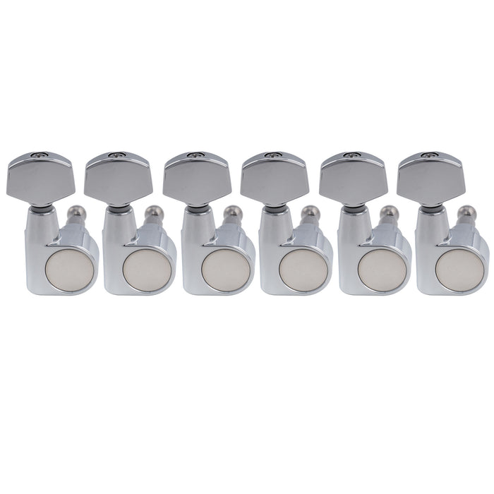 Musiclily Pro R18T-26 6-in-line 18:1 Ratio 2-Pin Full Sealed Machine Heads Tuners Tuning Pegs Keys with Hex Button for Squier Strat Tele Style Electric Guitar