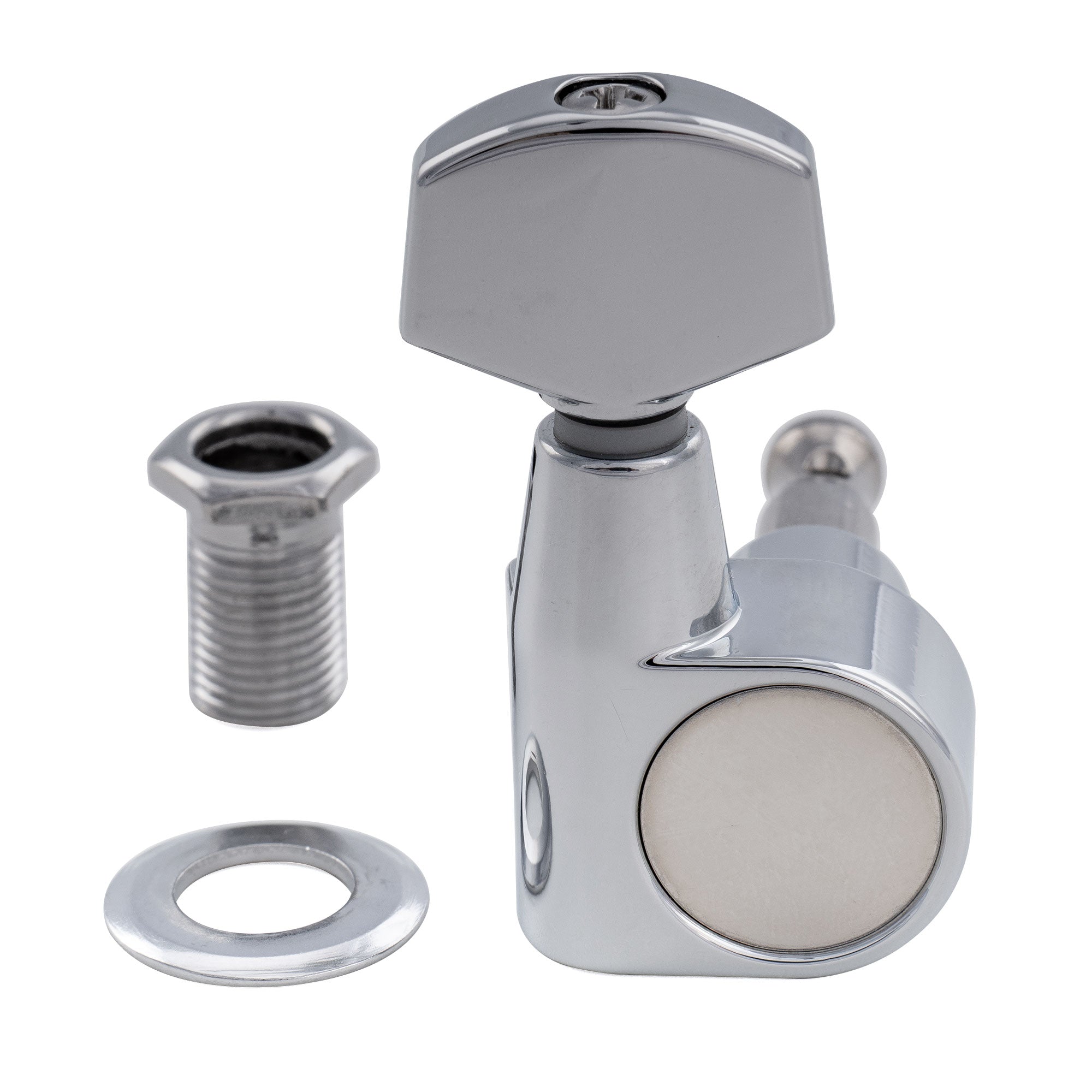 Musiclily Pro R18T-26 Clavijero individual relación 18:1, 2 pines, totalmente sellado, lado de bajos, afinador y clavija con botón hexagonal para guitarra eléctrica estilo Squier Strat Tele