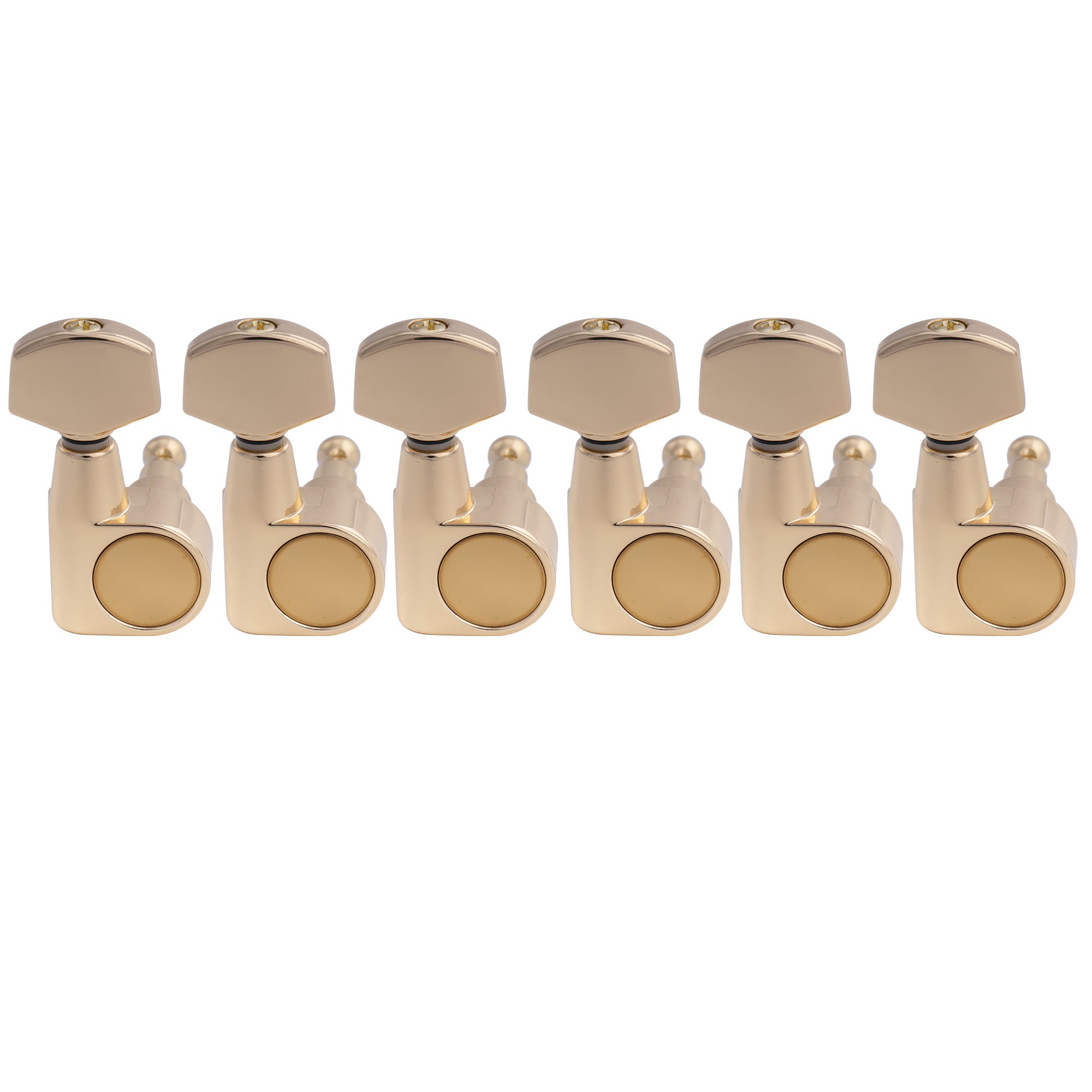 Musiclily Pro R18T-26 Cabezales de máquina totalmente sellados de 2 pines de 6 en línea con relación 18:1, afinadores, clavijas de afinación y llaves con botón hexagonal para guitarra eléctrica estilo Squier Strat Tele
