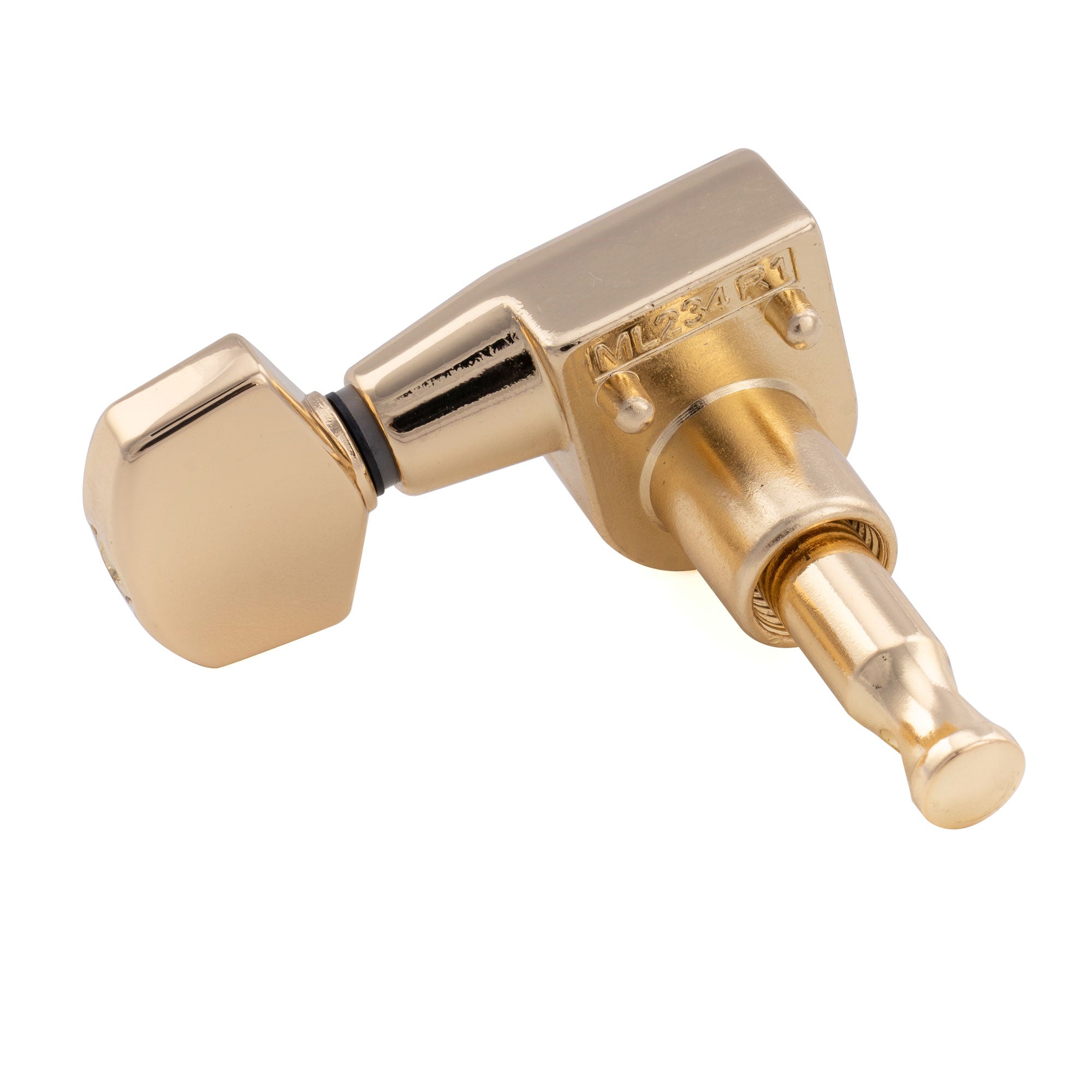 Musiclily Pro R18T-26 Cabezales de máquina totalmente sellados de 2 pines de 6 en línea con relación 18:1, afinadores, clavijas de afinación y llaves con botón hexagonal para guitarra eléctrica estilo Squier Strat Tele