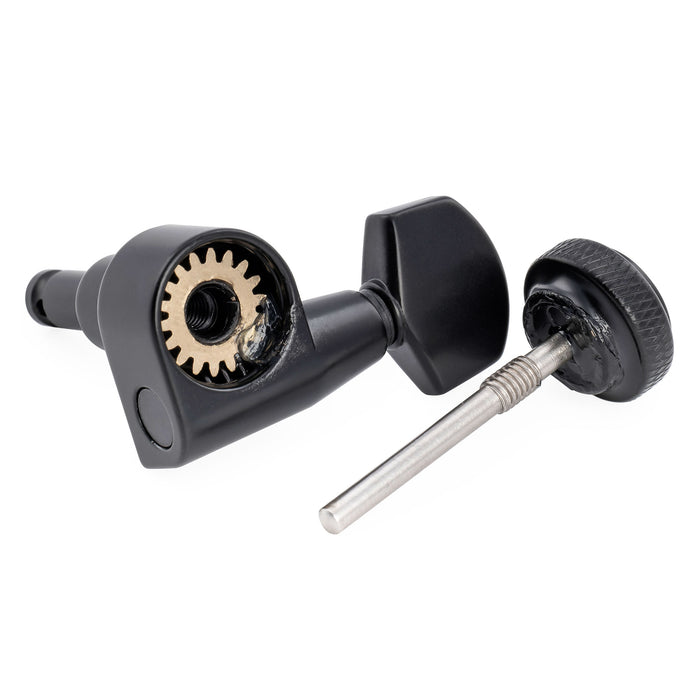 Musiclily Pro R18T-27 Left-Handed 6-in-line 18:1 Locking Tuners 2-Pin Tuning Pegs Keys Machine Heads for Squier Strat Tele Style Electric Guitar