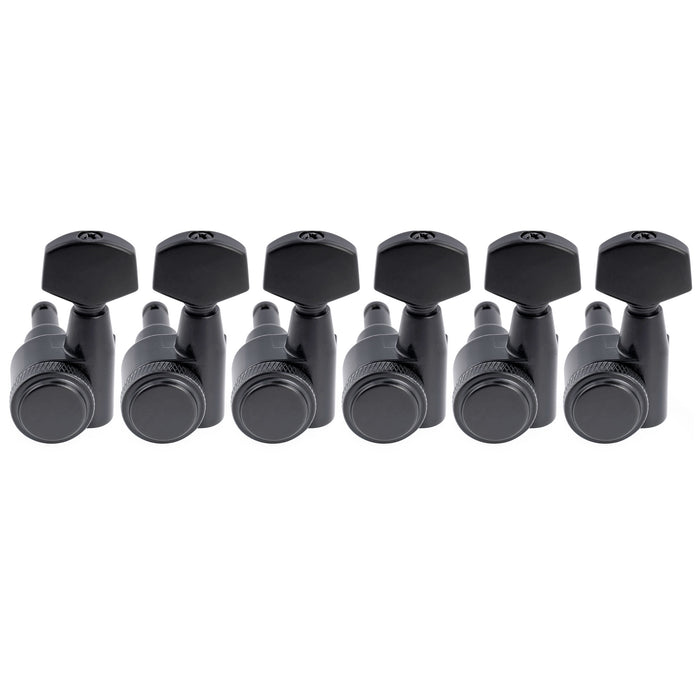 Musiclily Pro R18T-27 Left-Handed 6-in-line 18:1 Locking Tuners 2-Pin Tuning Pegs Keys Machine Heads for Squier Strat Tele Style Electric Guitar