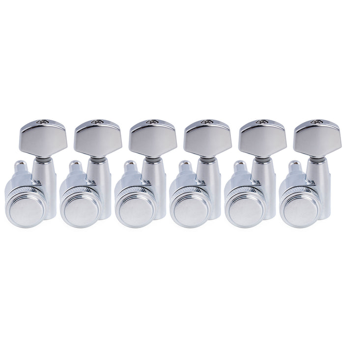 Musiclily Pro R18T-27 Left-Handed 6-in-line 18:1 Locking Tuners 2-Pin Tuning Pegs Keys Machine Heads for Squier Strat Tele Style Electric Guitar