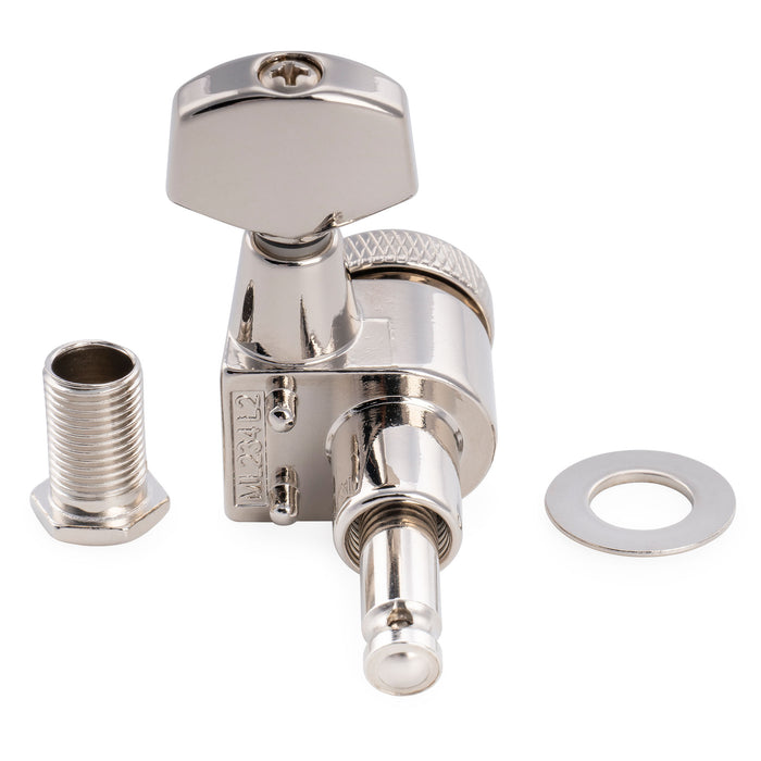 Musiclily Pro R18T-27 Left-Handed 6-in-line 18:1 Locking Tuners 2-Pin Tuning Pegs Keys Machine Heads for Squier Strat Tele Style Electric Guitar