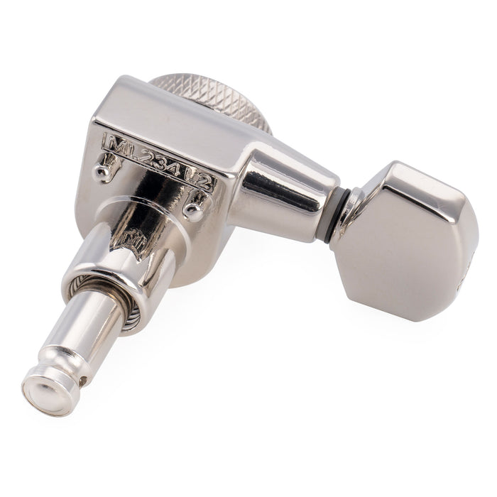 Musiclily Pro R18T-27 Left-Handed 6-in-line 18:1 Locking Tuners 2-Pin Tuning Pegs Keys Machine Heads for Squier Strat Tele Style Electric Guitar