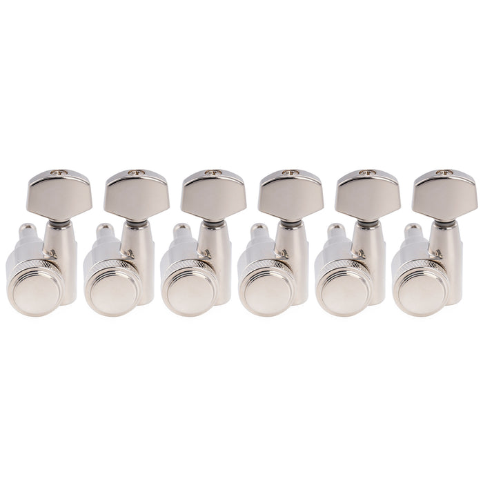 Musiclily Pro R18T-27 Left-Handed 6-in-line 18:1 Locking Tuners 2-Pin Tuning Pegs Keys Machine Heads for Squier Strat Tele Style Electric Guitar