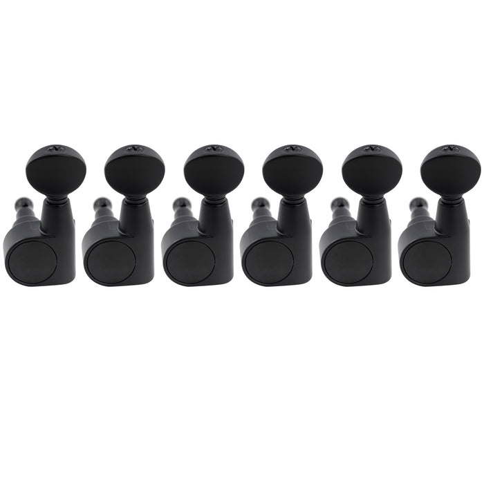 Musiclily Pro R18T-29 Left-Handed 6-in-line 18:1 Ratio 2-Pin Full Sealed Machine Heads Tuners Tuning Pegs Keys with Vintage Oval Button for Squier Strat Tele Style Electric Guitar