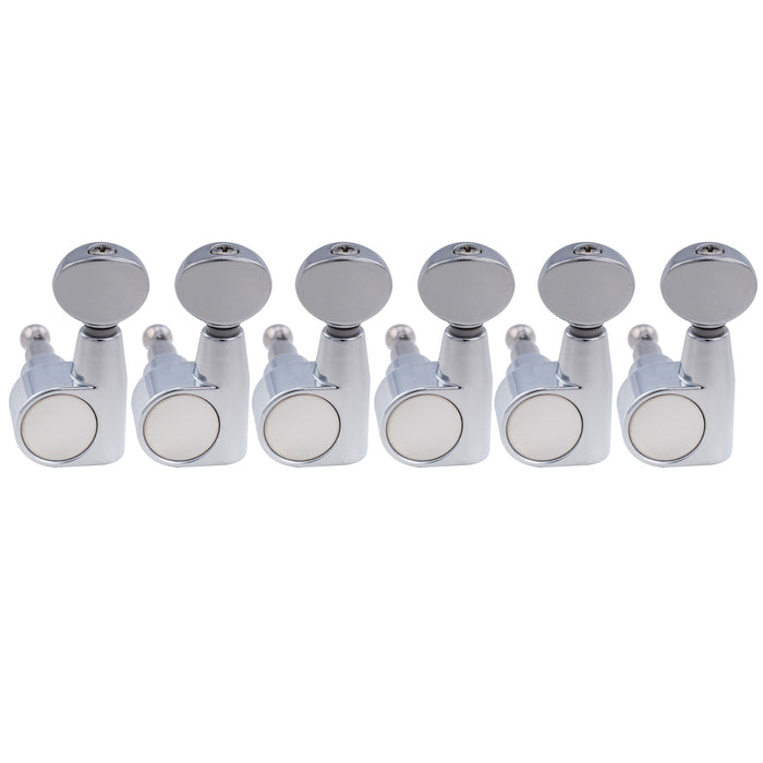 Musiclily Pro R18T-29 Left-Handed 6-in-line 18:1 Ratio 2-Pin Full Sealed Machine Heads Tuners Tuning Pegs Keys with Vintage Oval Button for Squier Strat Tele Style Electric Guitar