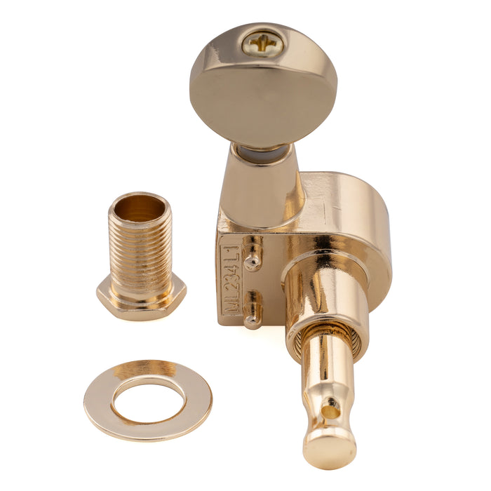Musiclily Pro R18T-29 Single 18:1 Ratio 2-Pin Full Sealed Machine Head Treble Side Tuner Tuning Peg Key with Vintage Oval Button for Squier Strat Tele Style Electric Guitar