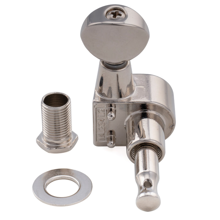 Musiclily Pro R18T-29 Left-Handed 6-in-line 18:1 Ratio 2-Pin Full Sealed Machine Heads Tuners Tuning Pegs Keys with Vintage Oval Button for Squier Strat Tele Style Electric Guitar