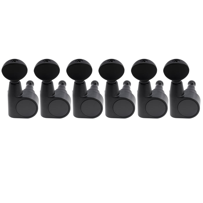 Musiclily Pro R18T-30 6-in-line 18:1 Ratio 2-Pin Full Sealed Machine Heads Tuners Tuning Pegs Keys with Vintage Oval Button for Squier Strat Tele Style Electric Guitar