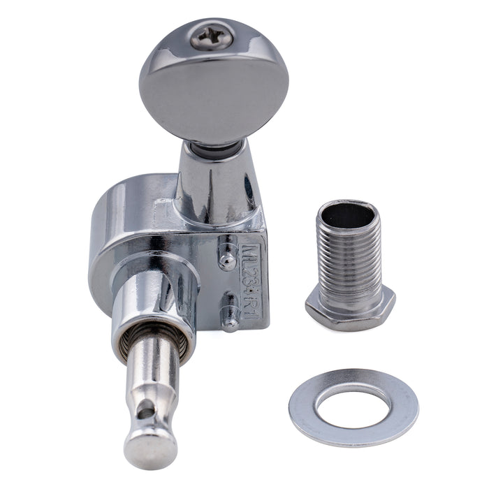 Musiclily Pro R18T-30 6-in-line 18:1 Ratio 2-Pin Full Sealed Machine Heads Tuners Tuning Pegs Keys with Vintage Oval Button for Squier Strat Tele Style Electric Guitar