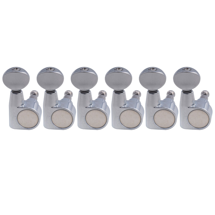 Musiclily Pro R18T-30 6-in-line 18:1 Ratio 2-Pin Full Sealed Machine Heads Tuners Tuning Pegs Keys with Vintage Oval Button for Squier Strat Tele Style Electric Guitar