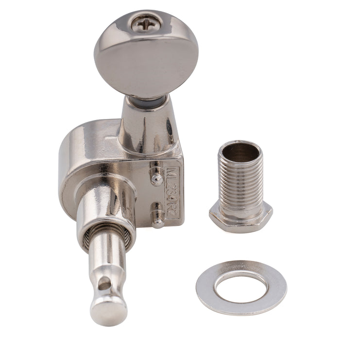 Musiclily Pro R18T-30 Single 18:1 Ratio 2-Pin Full Sealed Machine Head Bass Side Tuner Tuning Peg Key with Vintage Oval Button for Squier Strat Tele Style Electric Guitar