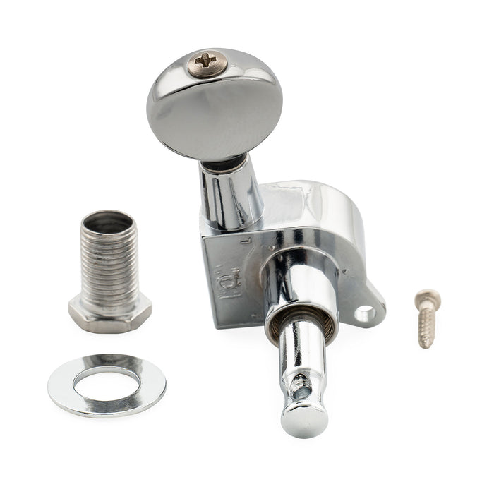 Musiclily Pro R18K-14 Left-Handed 6-in-line 18:1 Ratio Full Sealed Machine Heads Tuners Tuning Pegs Keys with Vintage Oval Button for Strat Tele Style Electric Guitar
