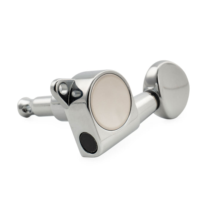 Musiclily Pro R18K-14 Left-Handed 6-in-line 18:1 Ratio Full Sealed Machine Heads Tuners Tuning Pegs Keys with Vintage Oval Button for Strat Tele Style Electric Guitar