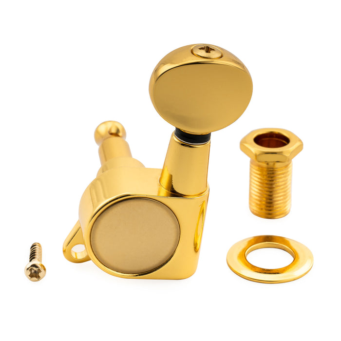 Musiclily Pro R18K-14 Single 18:1 Ratio Full Sealed Machine Head Treble Side Tuner Tuning Peg Key with Vintage Oval Button for Strat Tele Style Electric Guitar