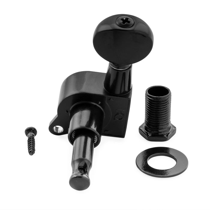 Musiclily Pro R18K-15 Single 18:1 Ratio Full Sealed Machine Head Bass Side Tuner Tuning Peg Key with Vintage Oval Button for Strat Tele Style Electric Guitar