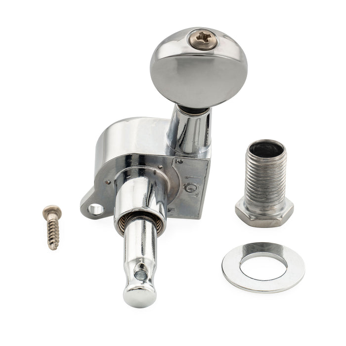 Musiclily Pro R18K-15 6-in-line 18:1 Ratio Full Sealed Machine Heads Tuners Tuning Pegs Keys with Vintage Oval Button for Strat Tele Style Electric Guitar