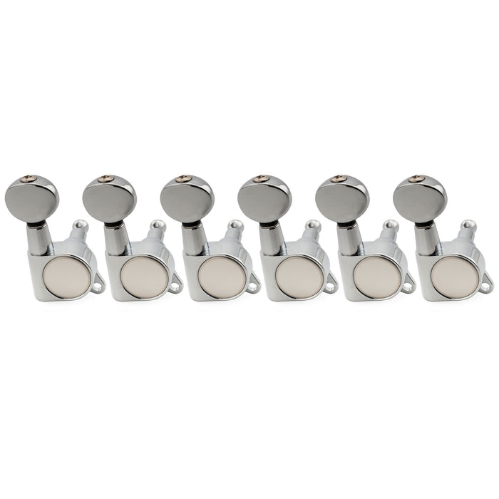 Musiclily Pro R18K-15 6-in-line 18:1 Ratio Full Sealed Machine Heads Tuners Tuning Pegs Keys with Vintage Oval Button for Strat Tele Style Electric Guitar