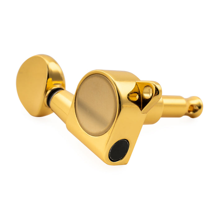 Musiclily Pro R18K-15 6-in-line 18:1 Ratio Full Sealed Machine Heads Tuners Tuning Pegs Keys with Vintage Oval Button for Strat Tele Style Electric Guitar