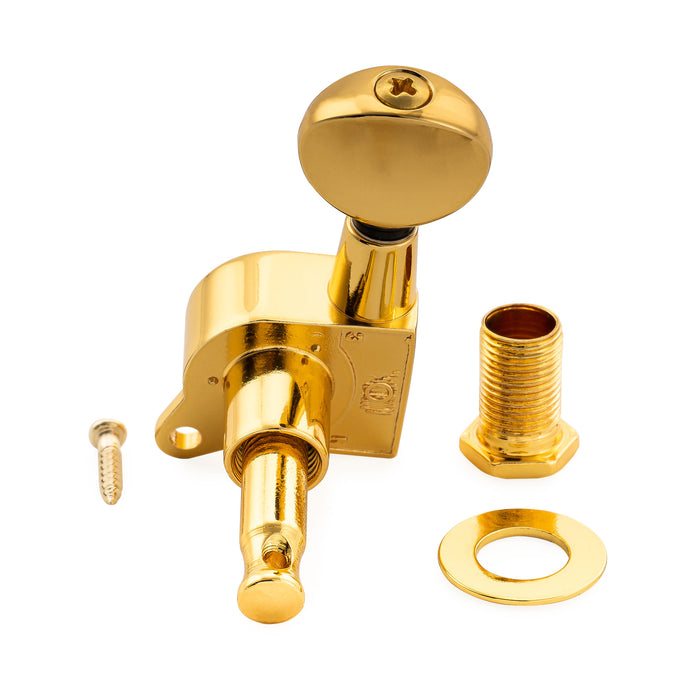 Musiclily Pro R18K-15 Single 18:1 Ratio Full Sealed Machine Head Bass Side Tuner Tuning Peg Key with Vintage Oval Button for Strat Tele Style Electric Guitar
