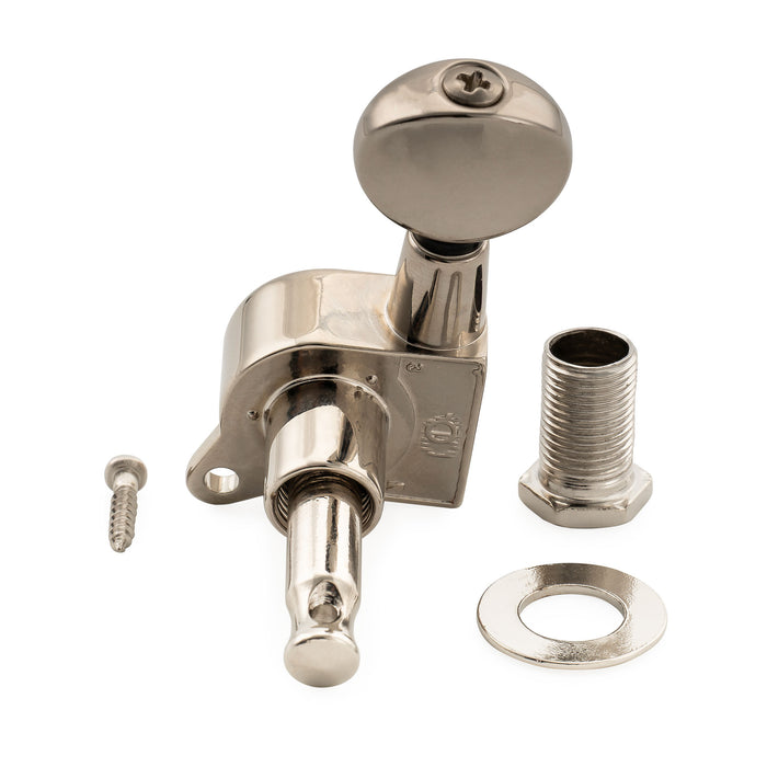Musiclily Pro R18K-15 6-in-line 18:1 Ratio Full Sealed Machine Heads Tuners Tuning Pegs Keys with Vintage Oval Button for Strat Tele Style Electric Guitar