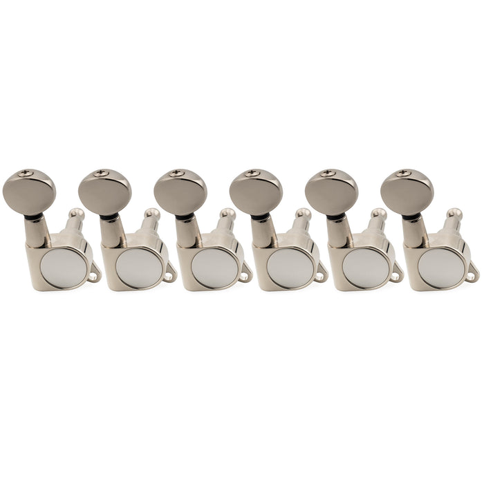 Musiclily Pro R18K-15 6-in-line 18:1 Ratio Full Sealed Machine Heads Tuners Tuning Pegs Keys with Vintage Oval Button for Strat Tele Style Electric Guitar