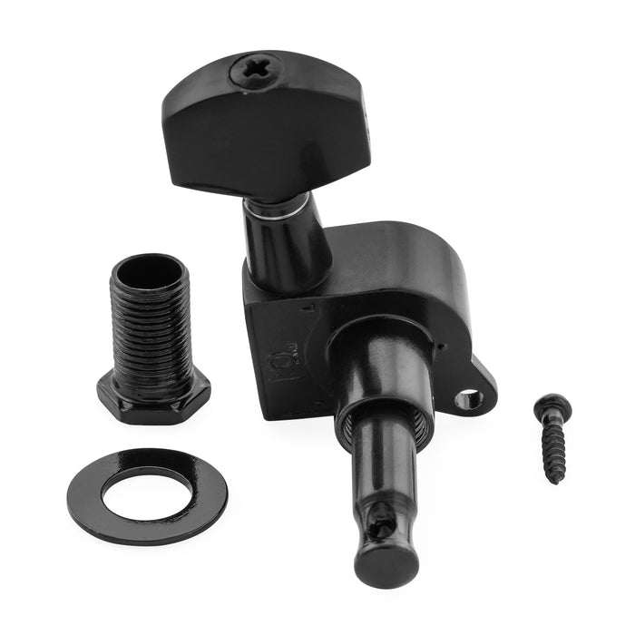 Musiclily Pro R18K-16 Left-Handed 6-in-line 18:1 Ratio Full Sealed Machine Heads Tuners Tuning Pegs Keys with Hex Button for Strat Tele Style Electric Guitar