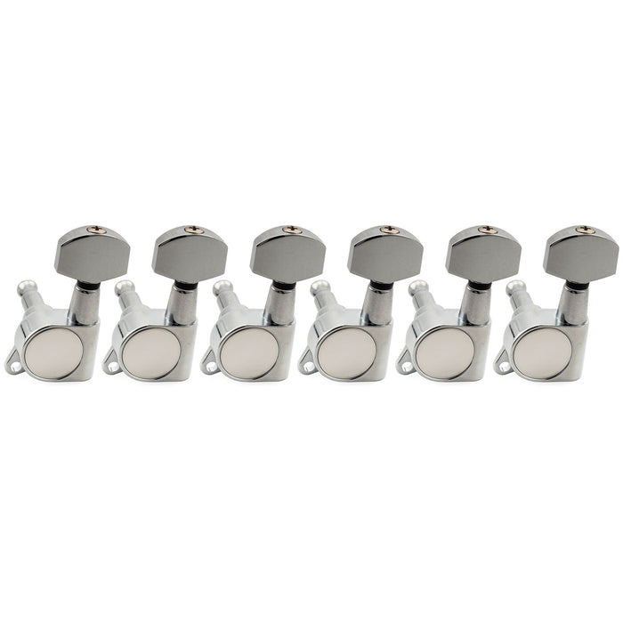 Musiclily Pro R18K-16 Left-Handed 6-in-line 18:1 Ratio Full Sealed Machine Heads Tuners Tuning Pegs Keys with Hex Button for Strat Tele Style Electric Guitar