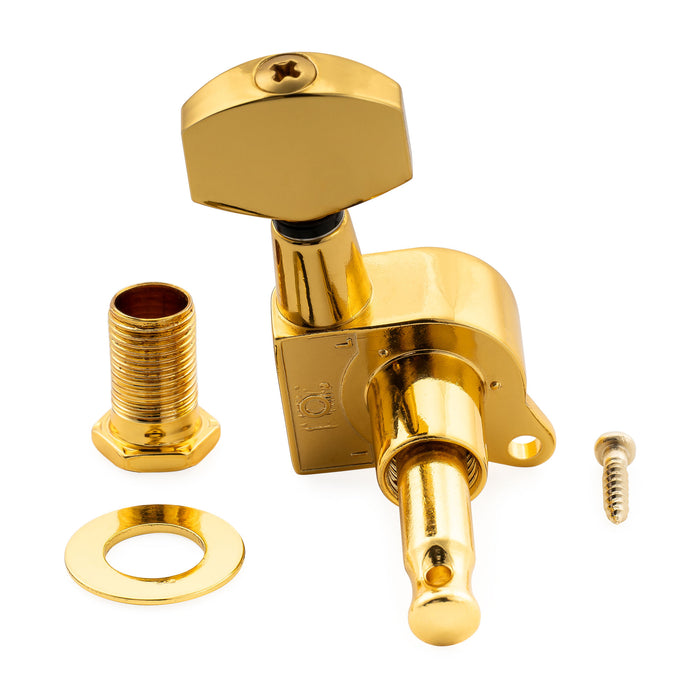Musiclily Pro R18K-16 Left-Handed 6-in-line 18:1 Ratio Full Sealed Machine Heads Tuners Tuning Pegs Keys with Hex Button for Strat Tele Style Electric Guitar
