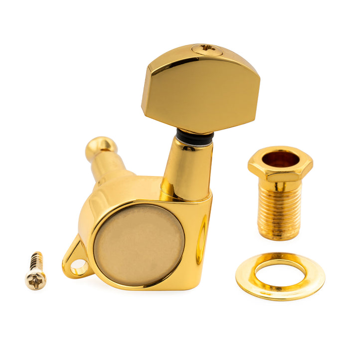 Musiclily Pro R18K-16 Single 18:1 Ratio Full Sealed Machine Head Treble Side Tuner Tuning Peg Key with Hex Button for Strat Tele Style Electric Guitar