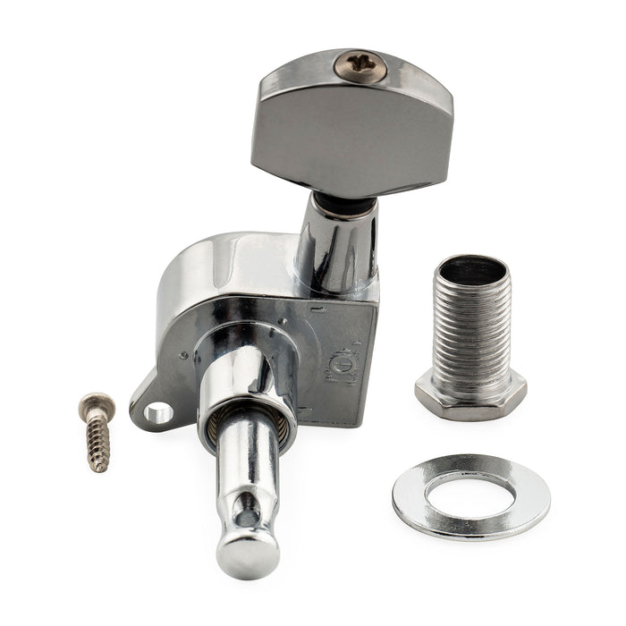 Musiclily Pro R18K-17 Single 18:1 Ratio Full Sealed Machine Head Bass Side Tuner Tuning Peg Key with Hex Button for Strat Tele Style Electric Guitar
