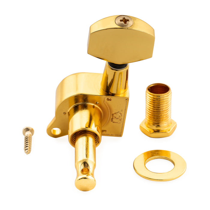 Musiclily Pro R18K-17 6-in-line 18:1 Ratio Full Sealed Machine Heads Tuners Tuning Pegs Keys with Hex Button for Strat Tele Style Electric Guitar