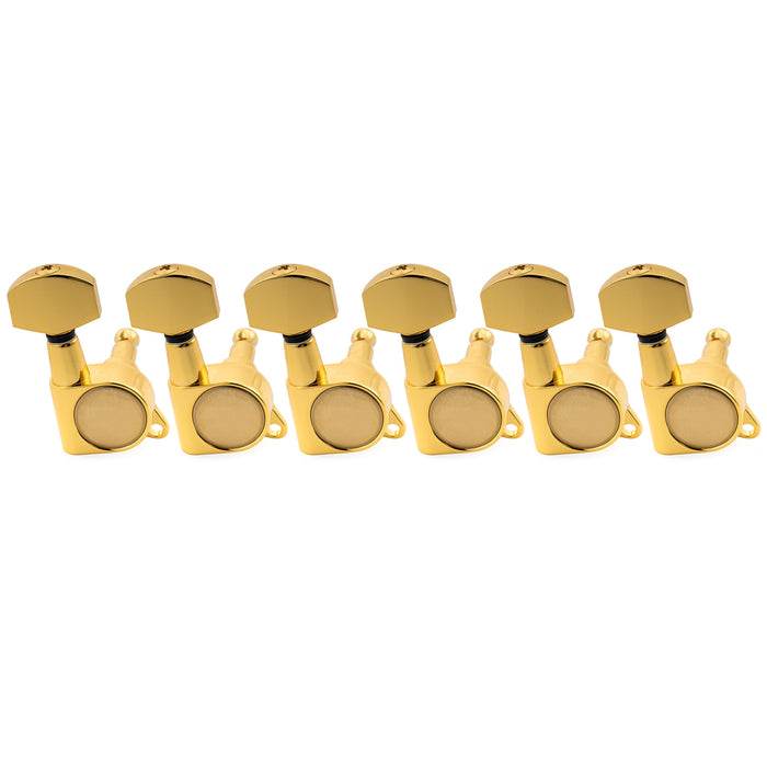 Musiclily Pro R18K-17 6-in-line 18:1 Ratio Full Sealed Machine Heads Tuners Tuning Pegs Keys with Hex Button for Strat Tele Style Electric Guitar