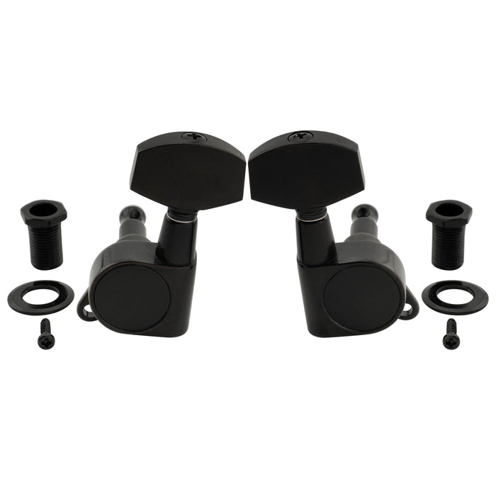 Musiclily Pro R18K-18 3R3L 18:1 Ratio Full Sealed Machine Heads Tuners Tuning Pegs Keys with Big Hex Button for Acoustic Electric Guitar