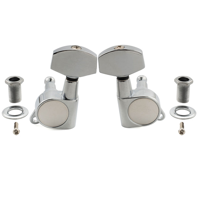 Musiclily Pro R18K-18 3R3L 18:1 Ratio Full Sealed Machine Heads Tuners Tuning Pegs Keys with Big Hex Button for Acoustic Electric Guitar