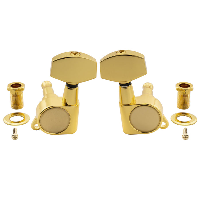 Musiclily Pro R18K-18 3R3L 18:1 Ratio Full Sealed Machine Heads Tuners Tuning Pegs Keys with Big Hex Button for Acoustic Electric Guitar