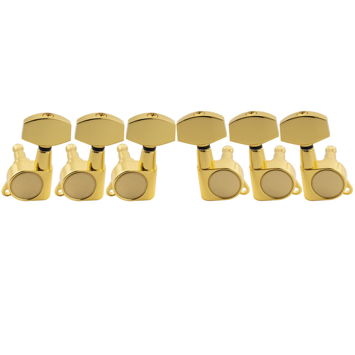 Musiclily Pro R18K-18 3R3L 18:1 Ratio Full Sealed Machine Heads Tuners Tuning Pegs Keys with Big Hex Button for Acoustic Electric Guitar