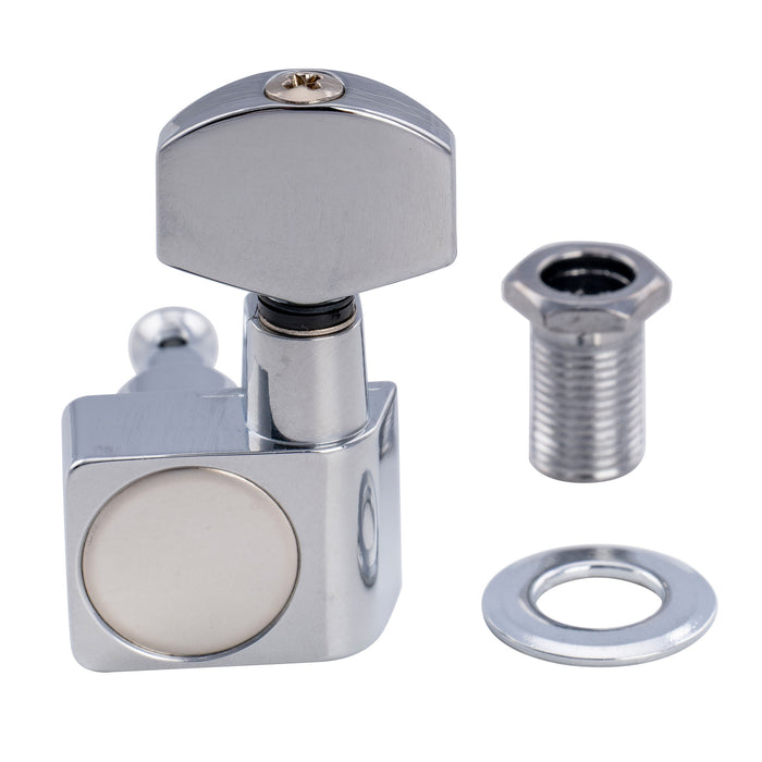 Musiclily Pro R18K-19 Single 18:1 Ratio 2-Pin Full Sealed Guitar Tuner Treble Side 19mm Post Machine Head Tuning Peg Key with Hex Button for Fender Strat Tele Style Electric Guitar