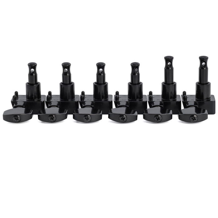 Musiclily Pro R18K-20 6-in-line 18:1 Ratio 2-Pin Full Sealed Staggered Guitar Tuners Machine Heads Tuning Pegs Keys with Hex Button for Fender Strat Tele Style Electric Guitar