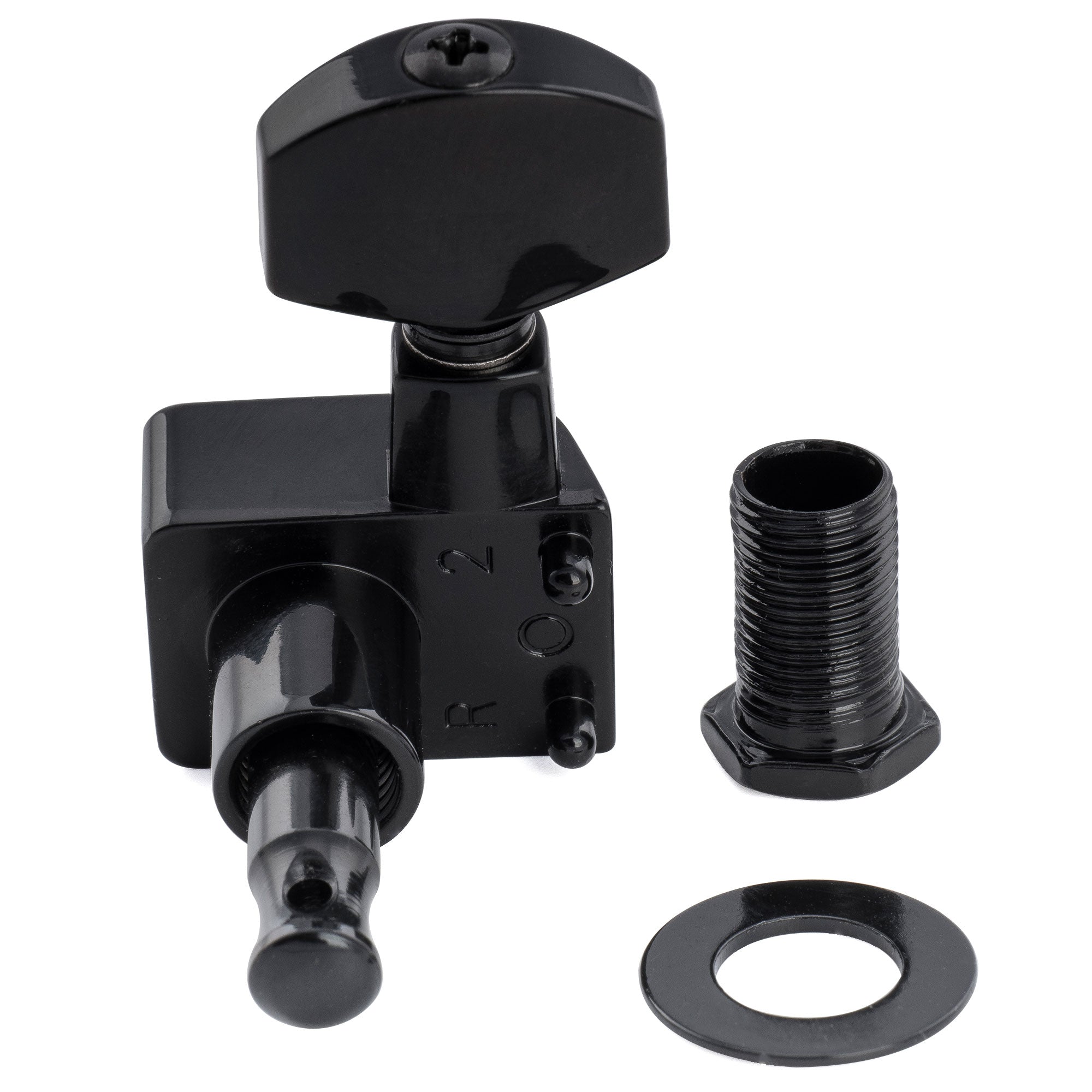 Musiclily Pro R18K-20 Single 18:1 Ratio 2-Pin Full Sealed Guitar Tuner Bass Side 19mm Post Machine Head Tuning Peg Key with Hex Button for Fender Strat Tele Style Electric Guitar