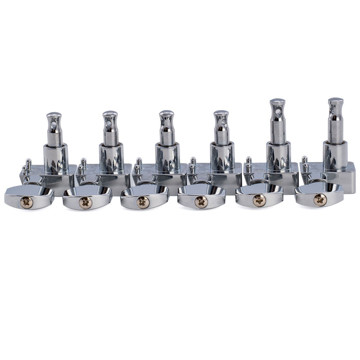 Musiclily Pro R18K-20 6-in-line 18:1 Ratio 2-Pin Full Sealed Staggered Guitar Tuners Machine Heads Tuning Pegs Keys with Hex Button for Fender Strat Tele Style Electric Guitar