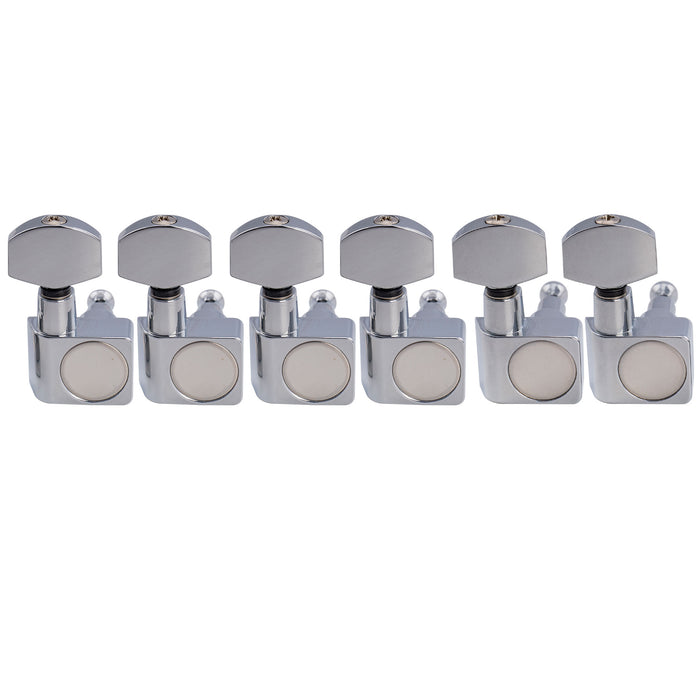 Musiclily Pro R18K-20 6-in-line 18:1 Ratio 2-Pin Full Sealed Staggered Guitar Tuners Machine Heads Tuning Pegs Keys with Hex Button for Fender Strat Tele Style Electric Guitar