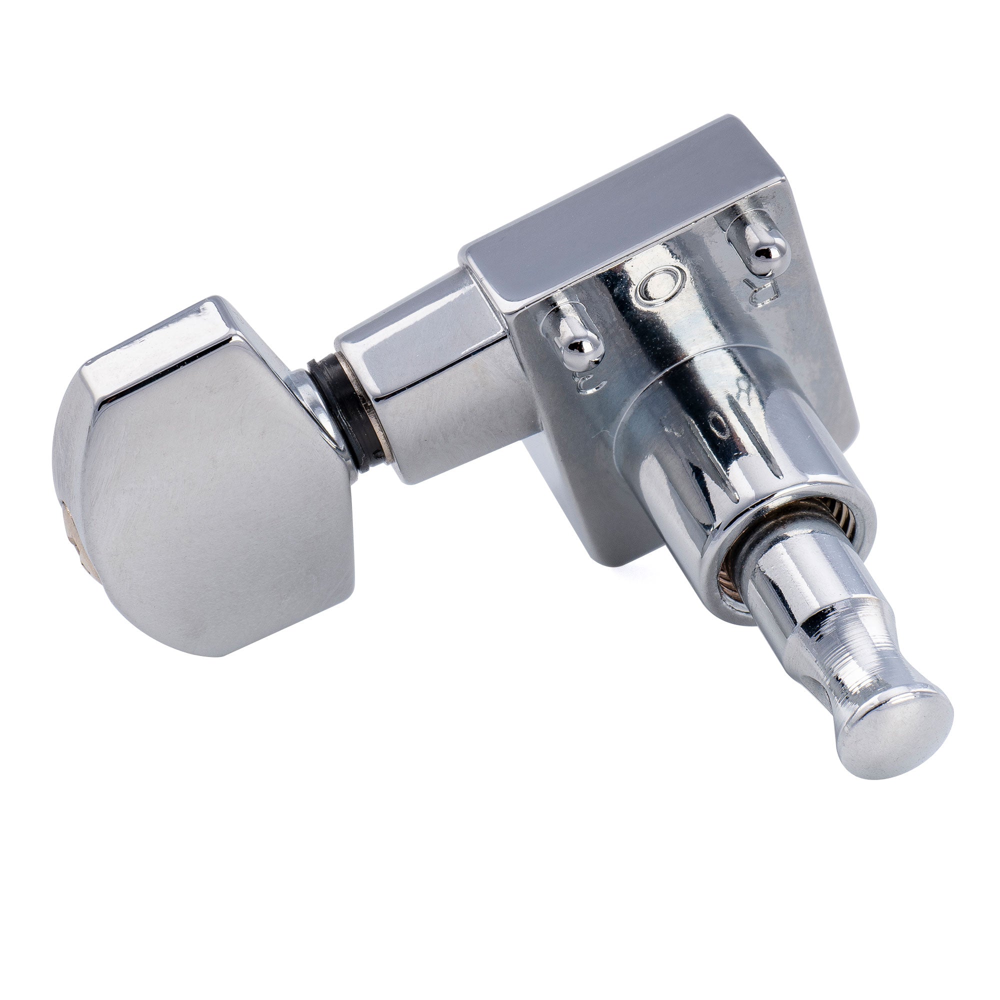 Musiclily Pro R18K-20 Single 18:1 Ratio 2-Pin Full Sealed Guitar Tuner Bass Side 19mm Post Machine Head Tuning Peg Key with Hex Button for Fender Strat Tele Style Electric Guitar