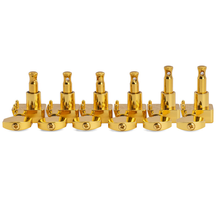 Musiclily Pro R18K-20 6-in-line 18:1 Ratio 2-Pin Full Sealed Staggered Guitar Tuners Machine Heads Tuning Pegs Keys with Hex Button for Fender Strat Tele Style Electric Guitar