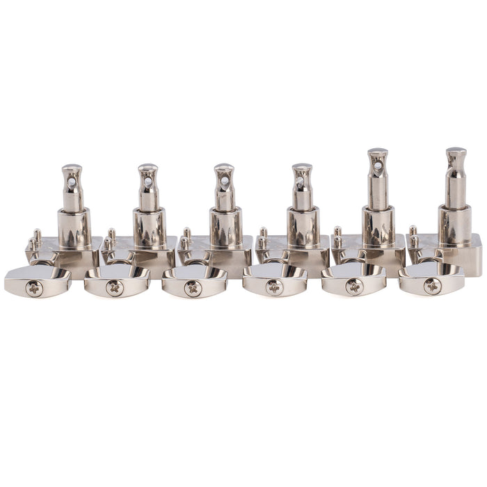Musiclily Pro R18K-20 6-in-line 18:1 Ratio 2-Pin Full Sealed Staggered Guitar Tuners Machine Heads Tuning Pegs Keys with Hex Button for Fender Strat Tele Style Electric Guitar