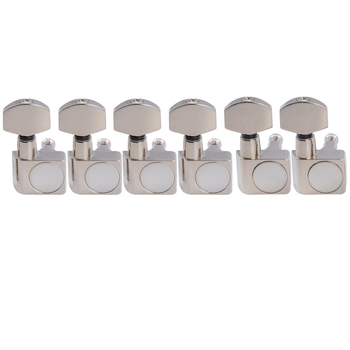 Musiclily Pro R18K-20 6-in-line 18:1 Ratio 2-Pin Full Sealed Staggered Guitar Tuners Machine Heads Tuning Pegs Keys with Hex Button for Fender Strat Tele Style Electric Guitar